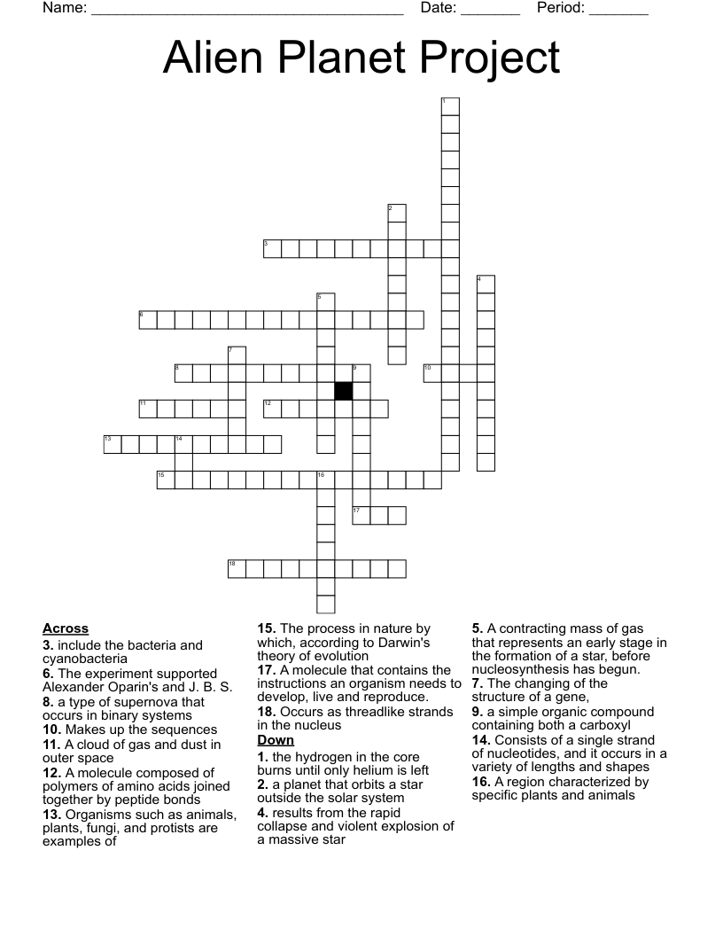 Alien Planet Project  Crossword