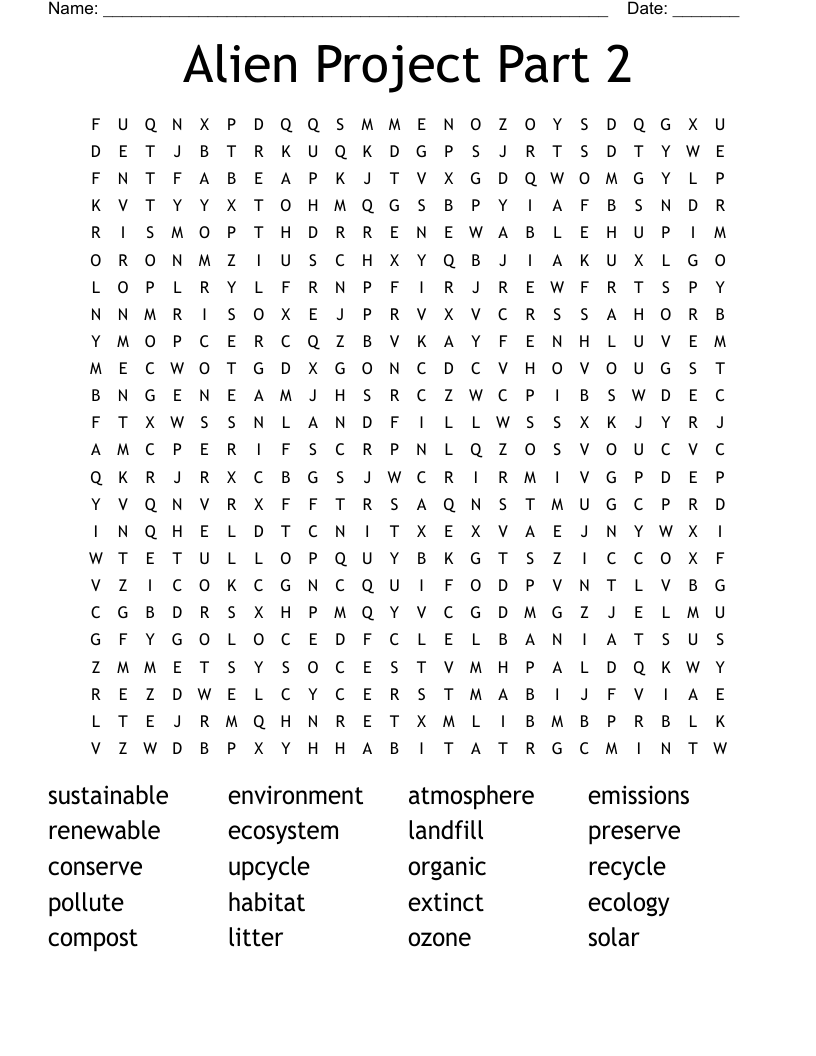 Alien  Project Part 2  Word Search