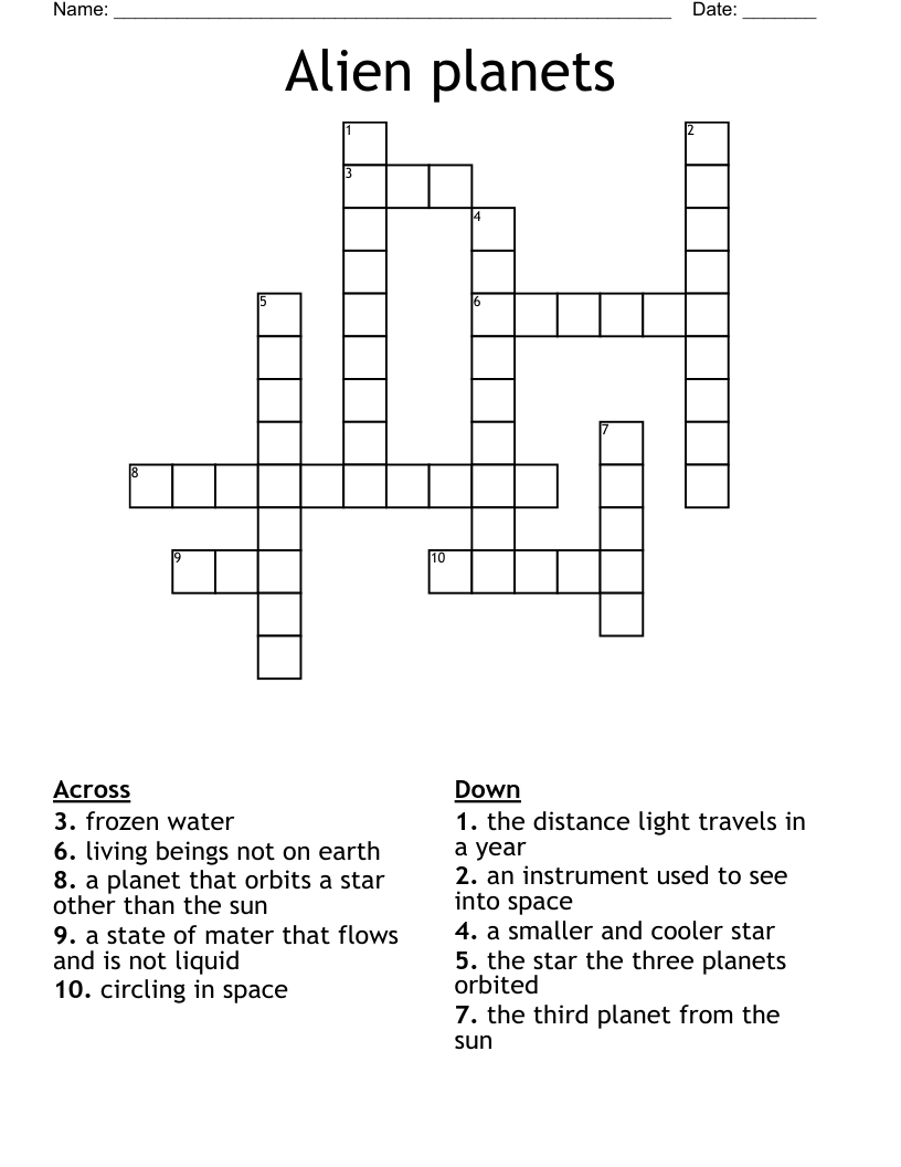 Alien planets Crossword