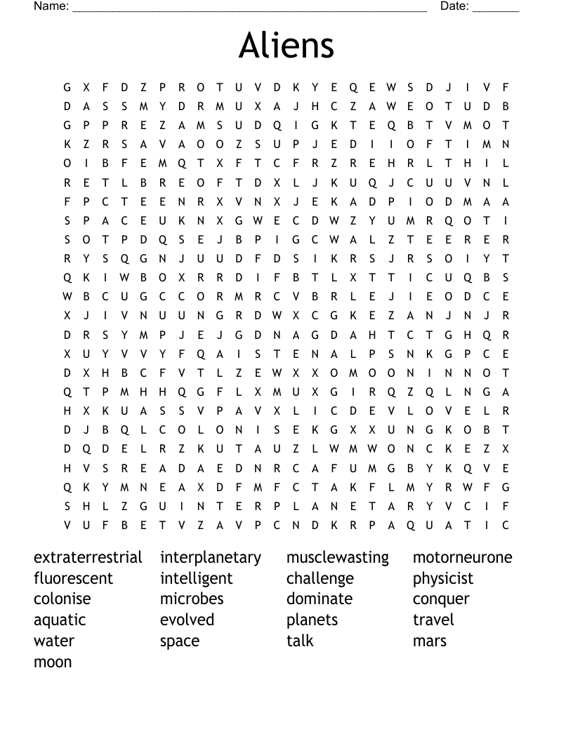 Aliens Word Search