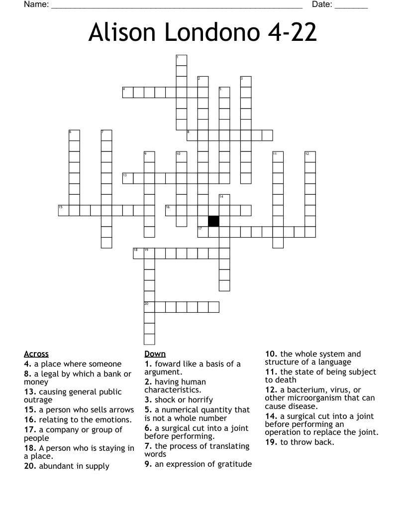 Alison Londono 4-22 Crossword