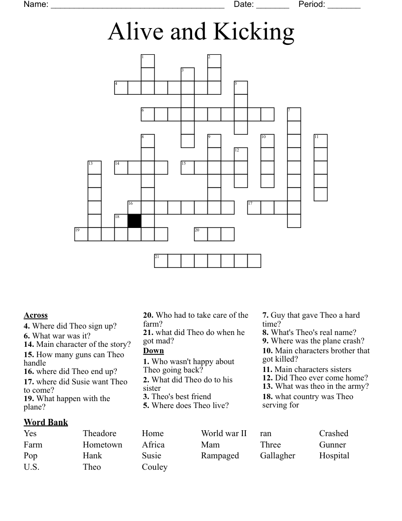 Alive and Kicking Crossword