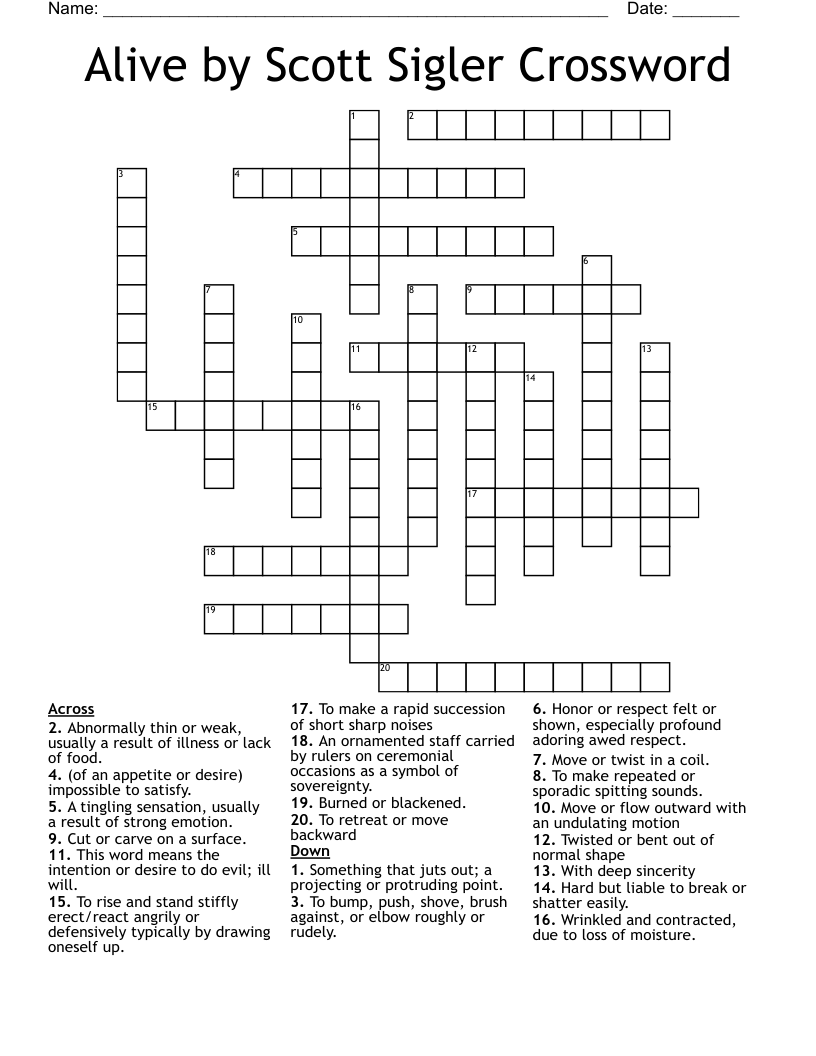 Alive by Scott Sigler Crossword