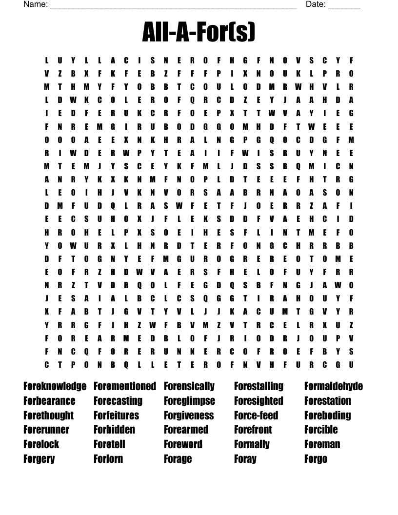 All-A-For(s) Word Search
