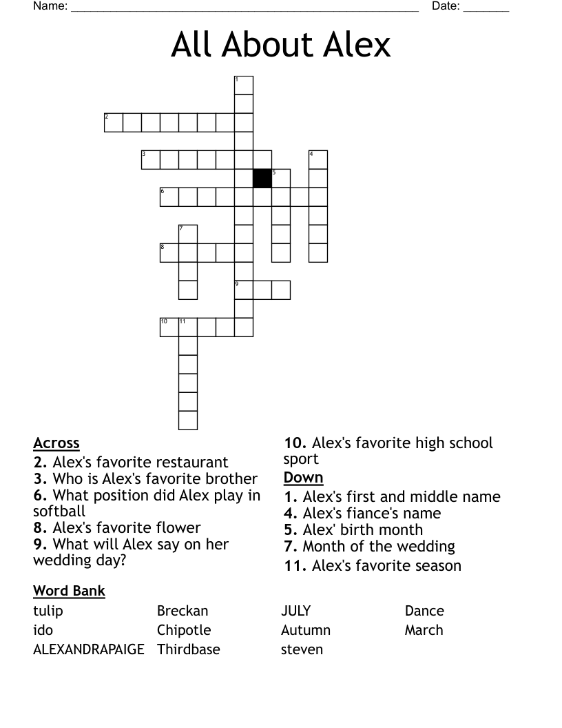 All About Alex Crossword