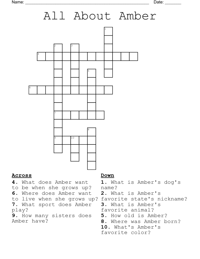 All About Amber Crossword