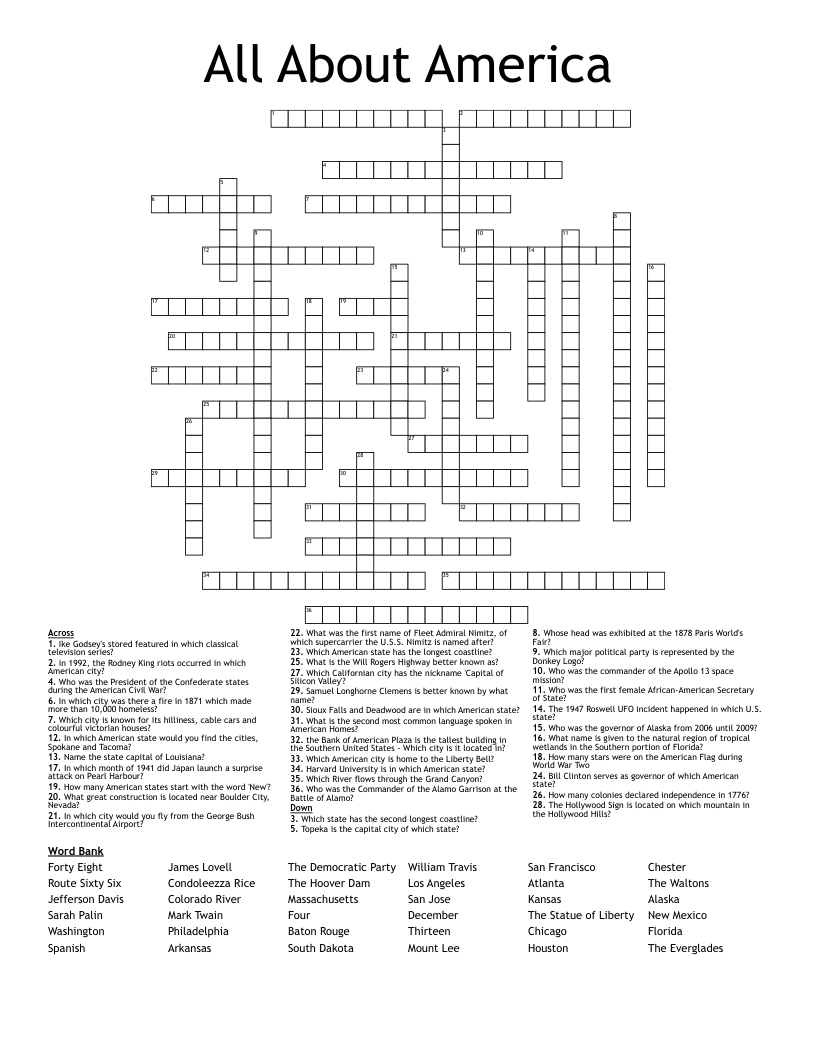 All About America Crossword