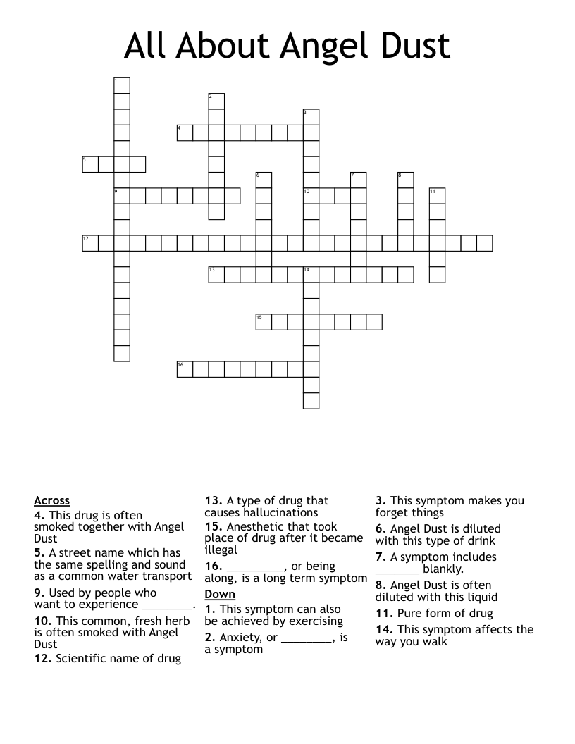 All About Angel Dust Crossword