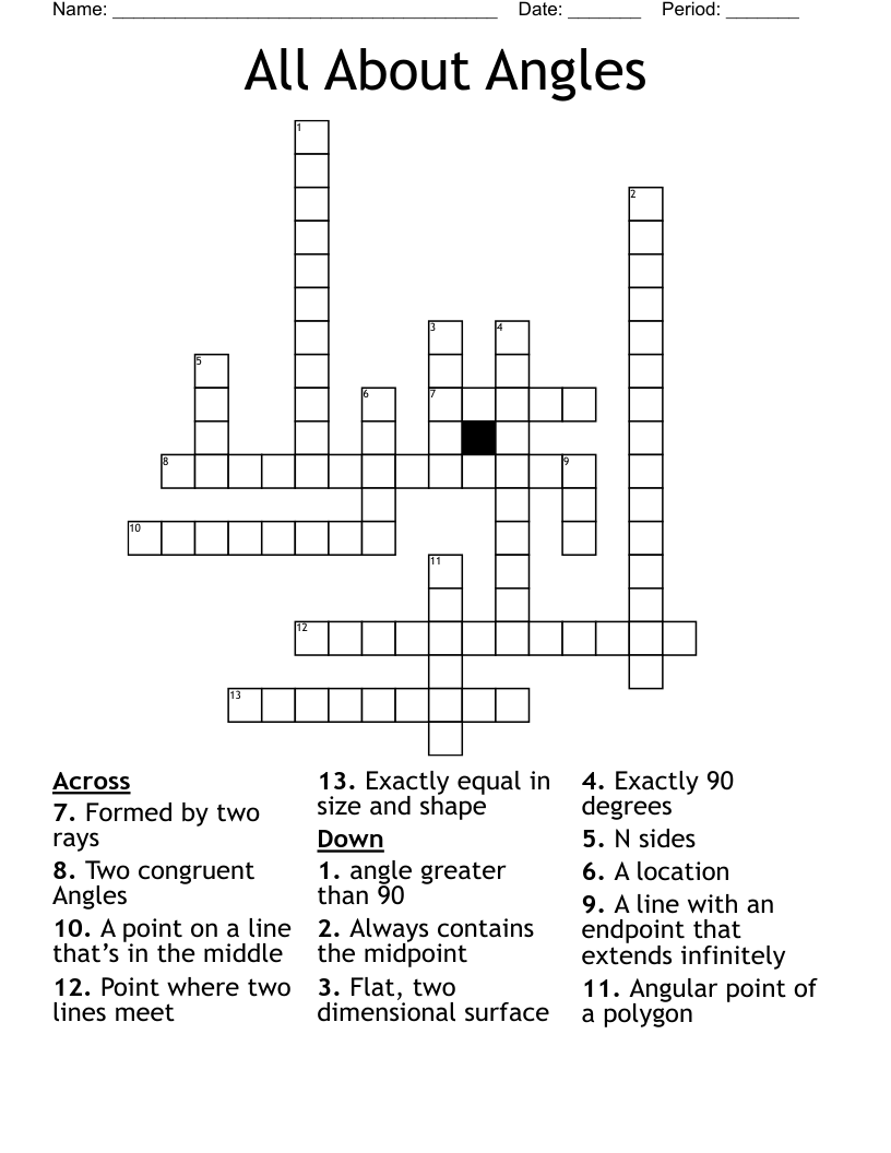 All About Angles  Crossword
