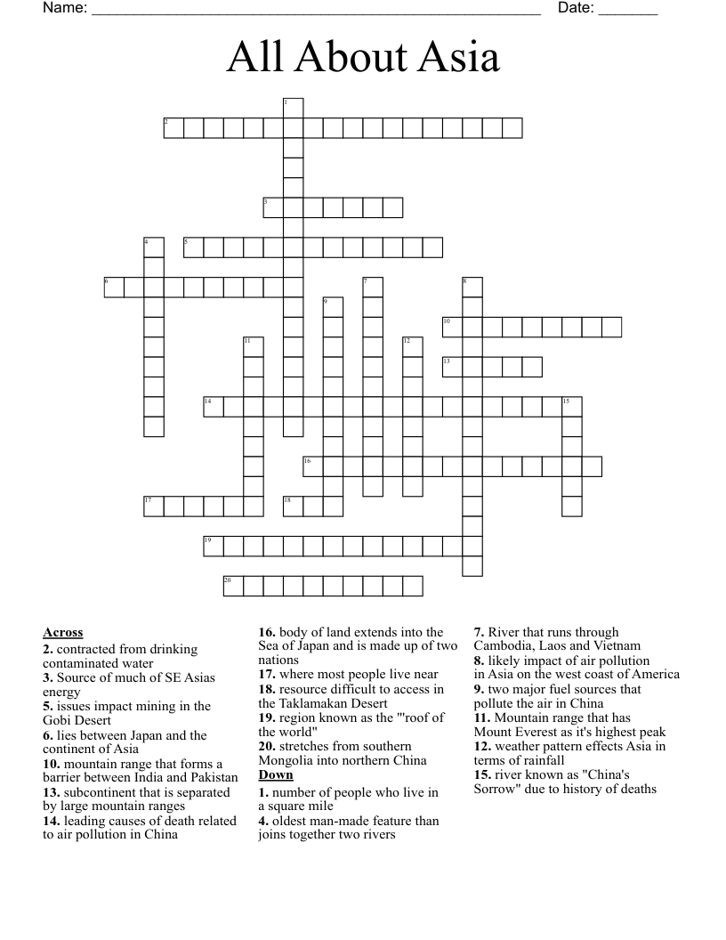 All About Asia Crossword