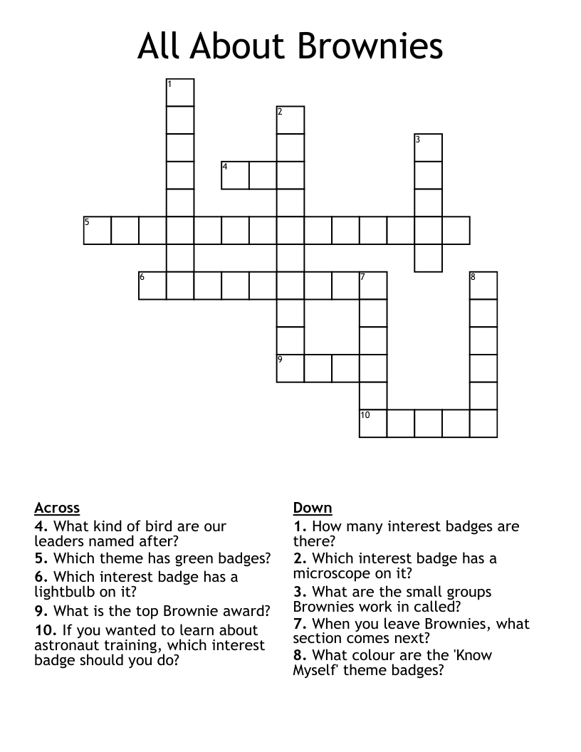 All About Brownies  Crossword