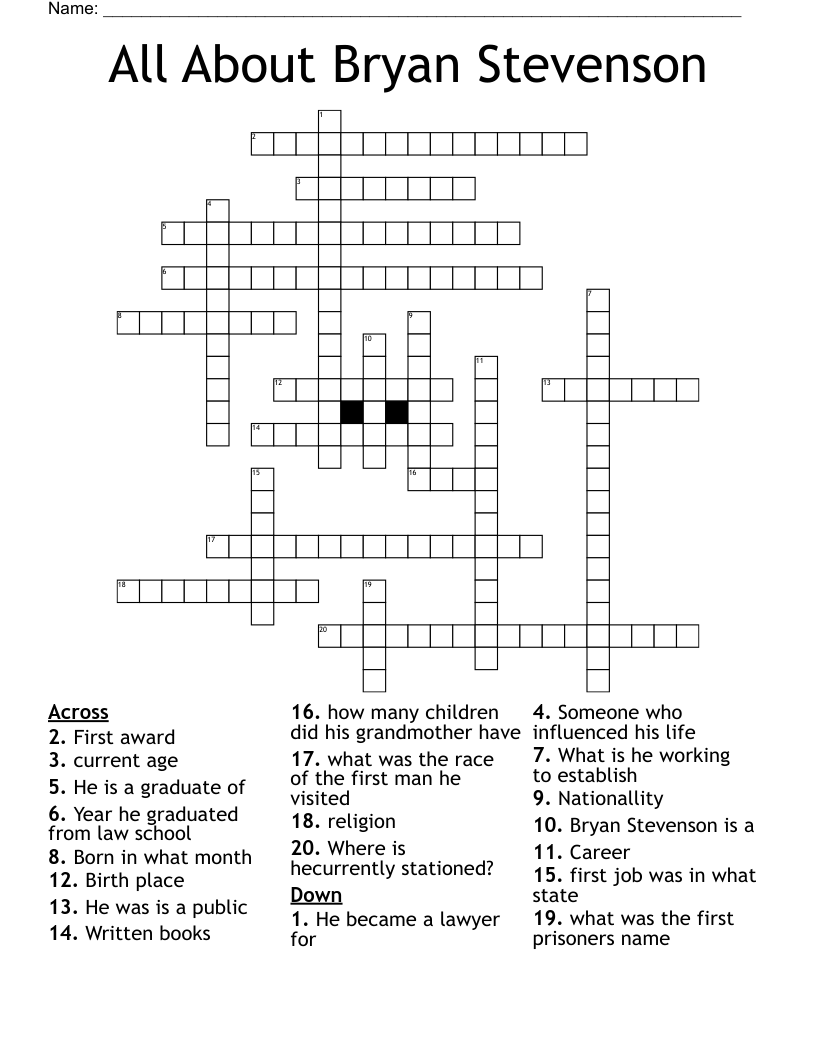 All About Bryan Stevenson Crossword