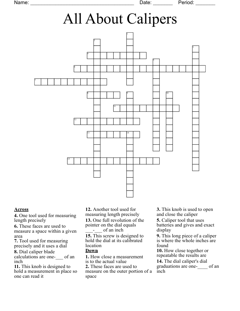 All About Calipers Crossword