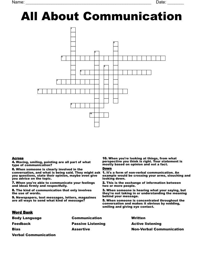 All About Communication Crossword