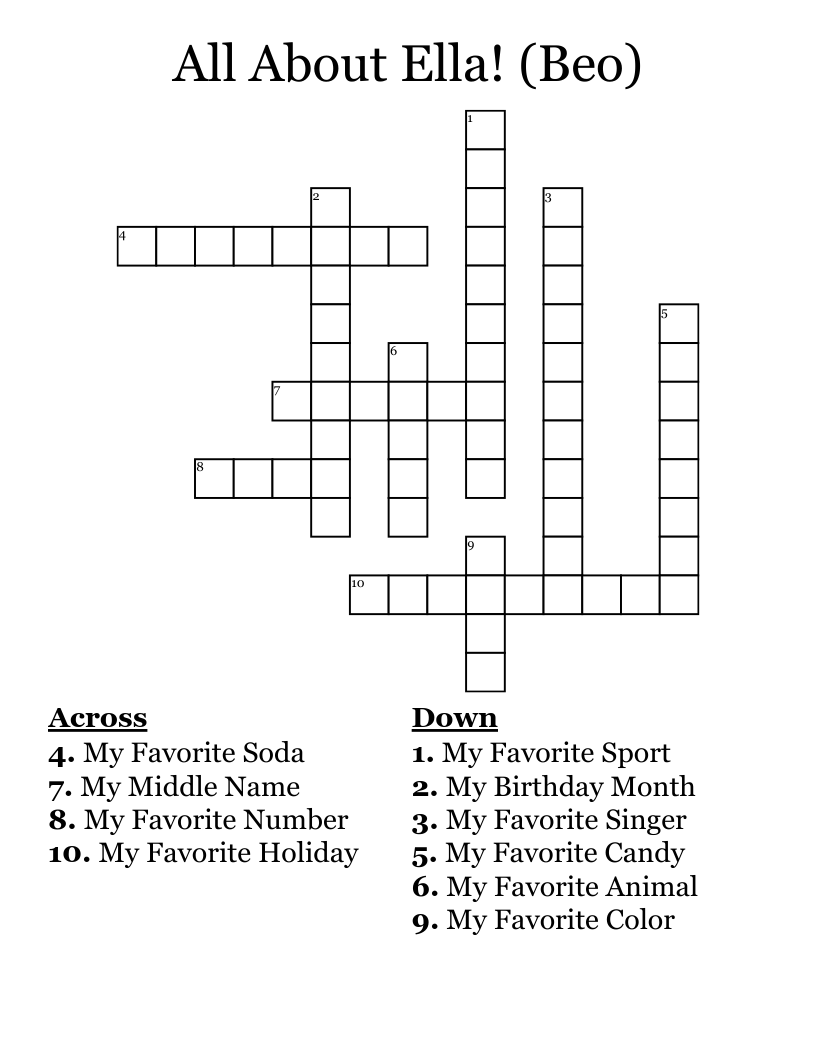 All About Ella! (Beo) Crossword