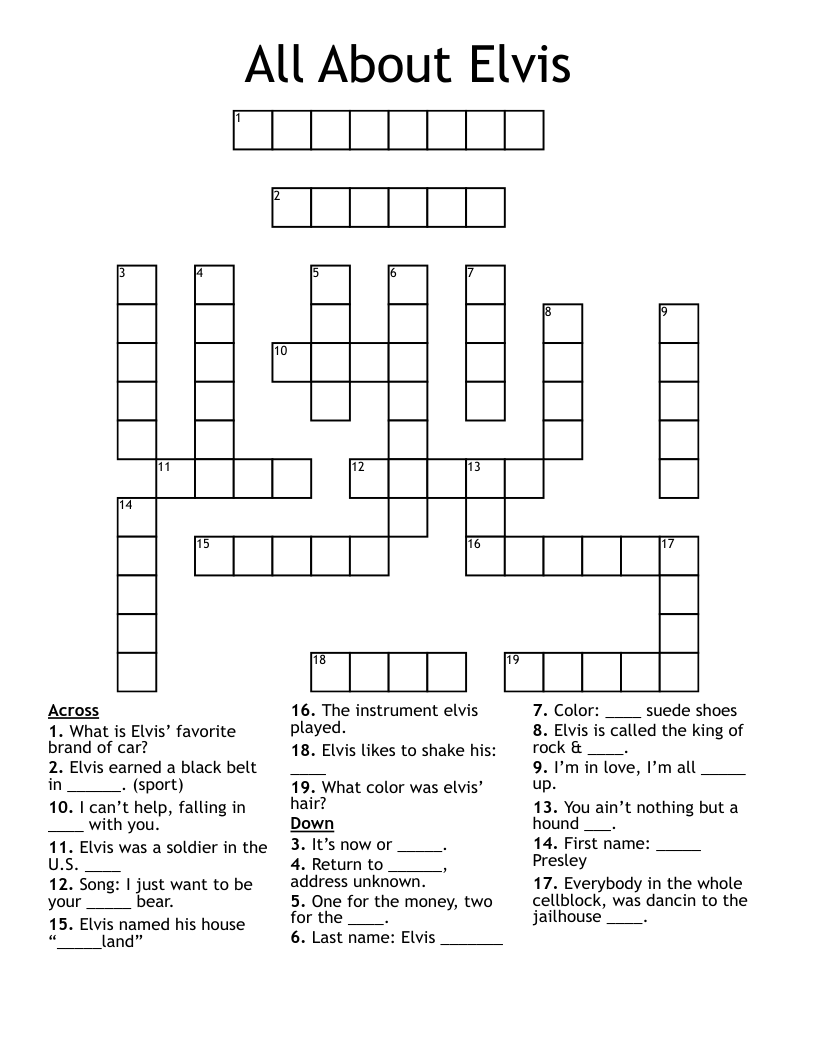 All About Elvis Crossword
