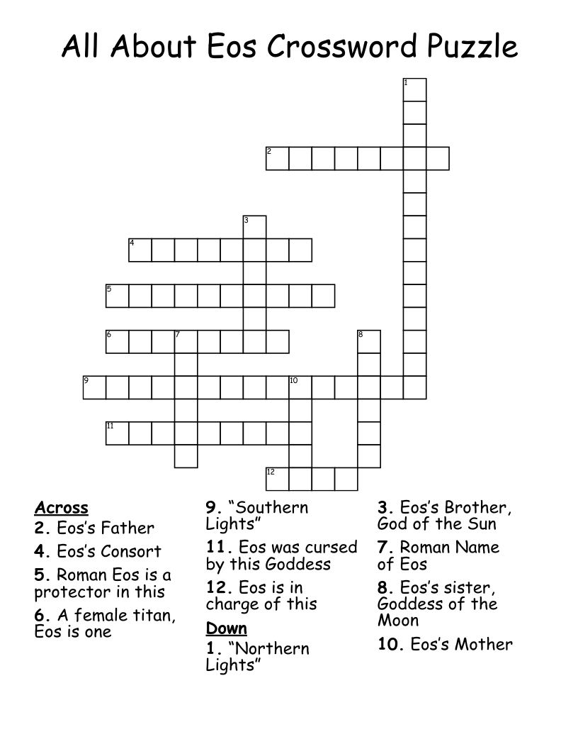 All About Eos Crossword Puzzle
