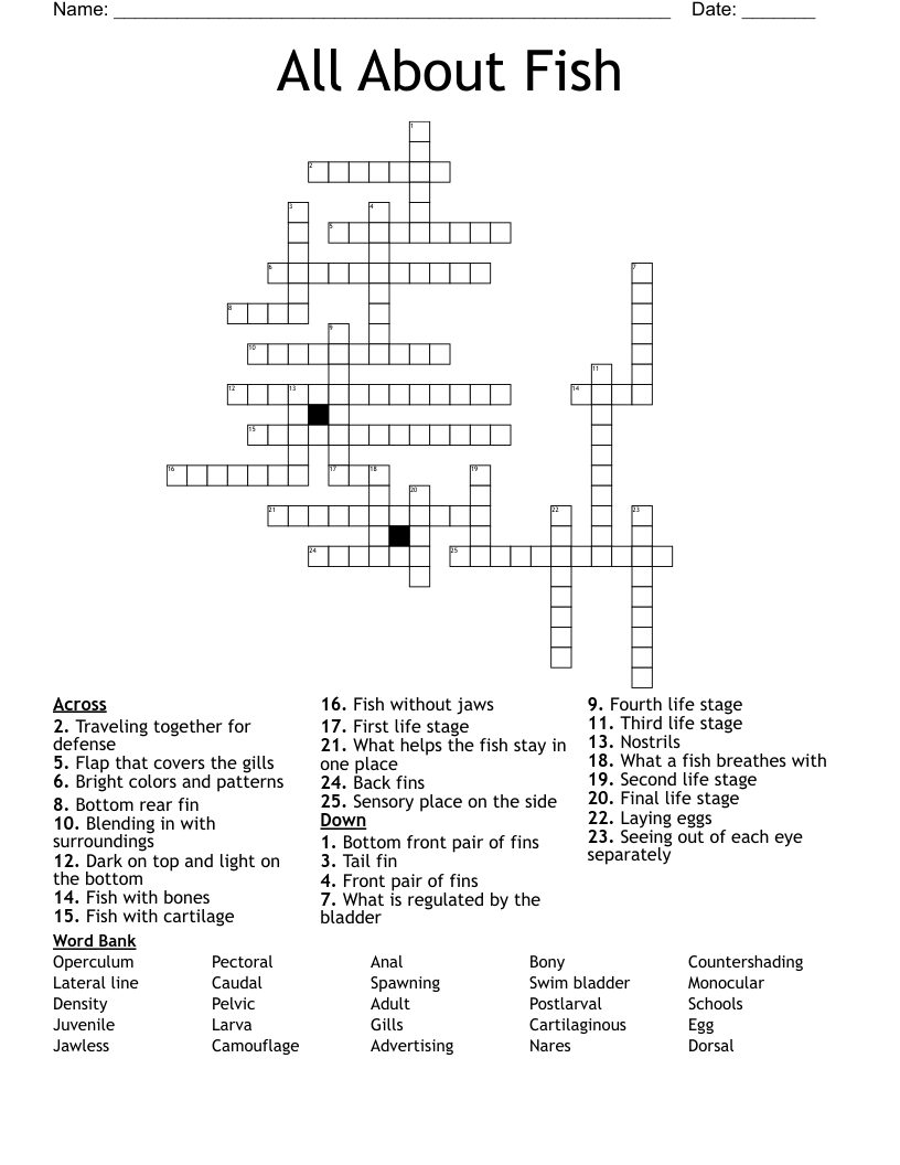 All About Fish Crossword