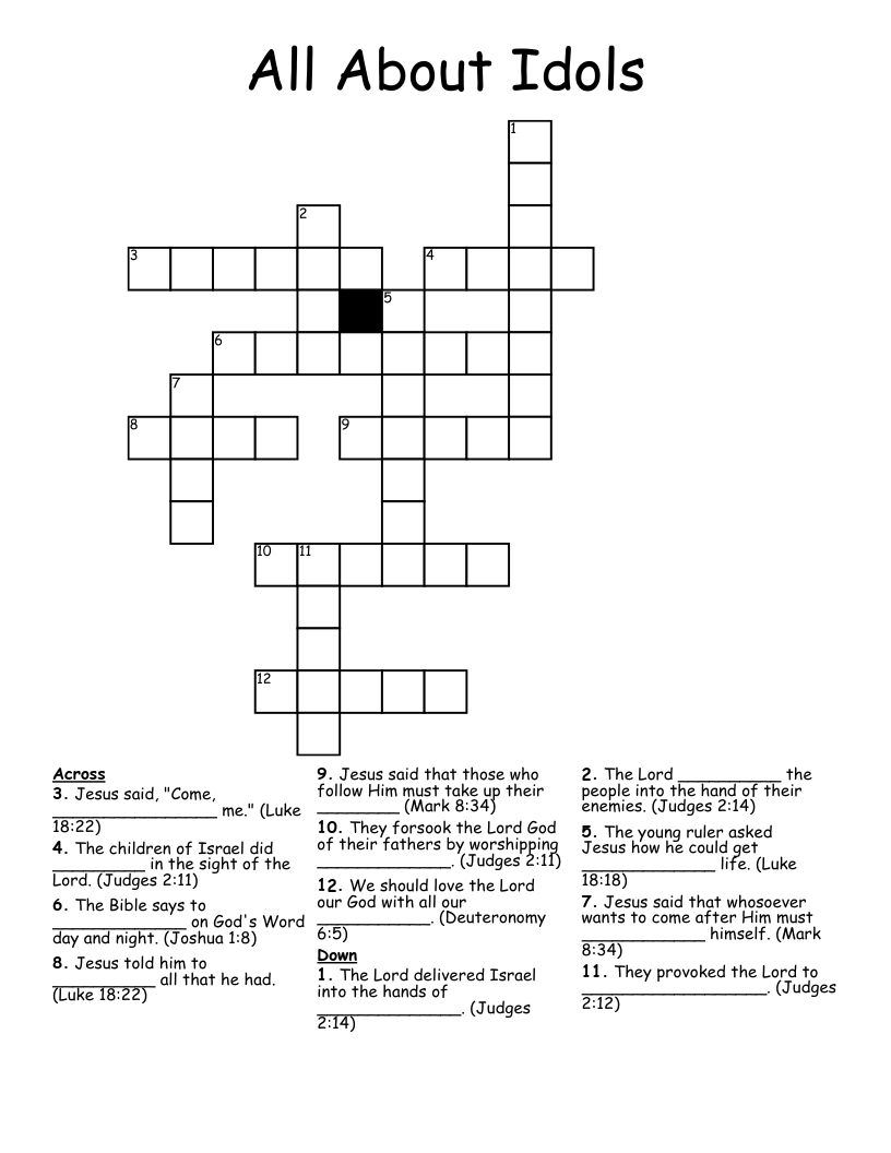 All About Idols Crossword