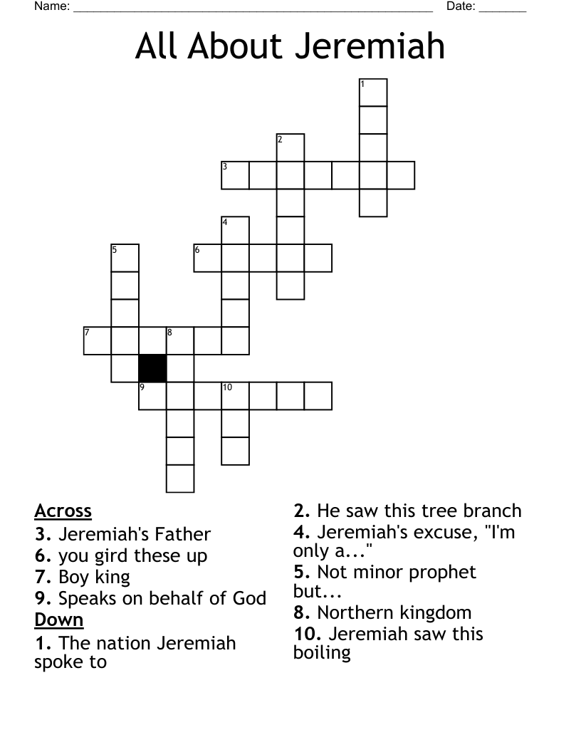 All About Jeremiah Crossword