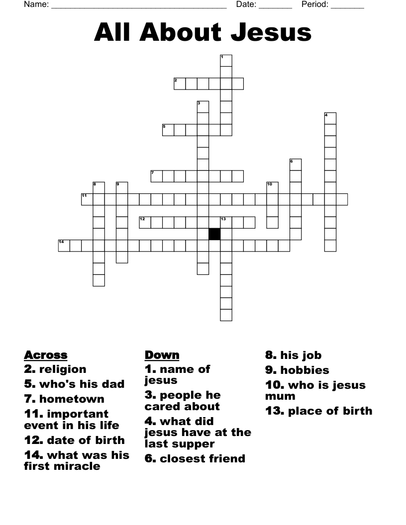 All About Jesus Crossword