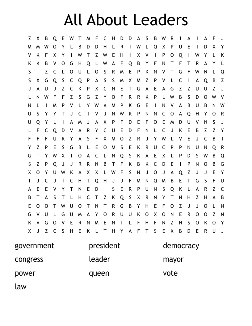 All About Leaders Word Search