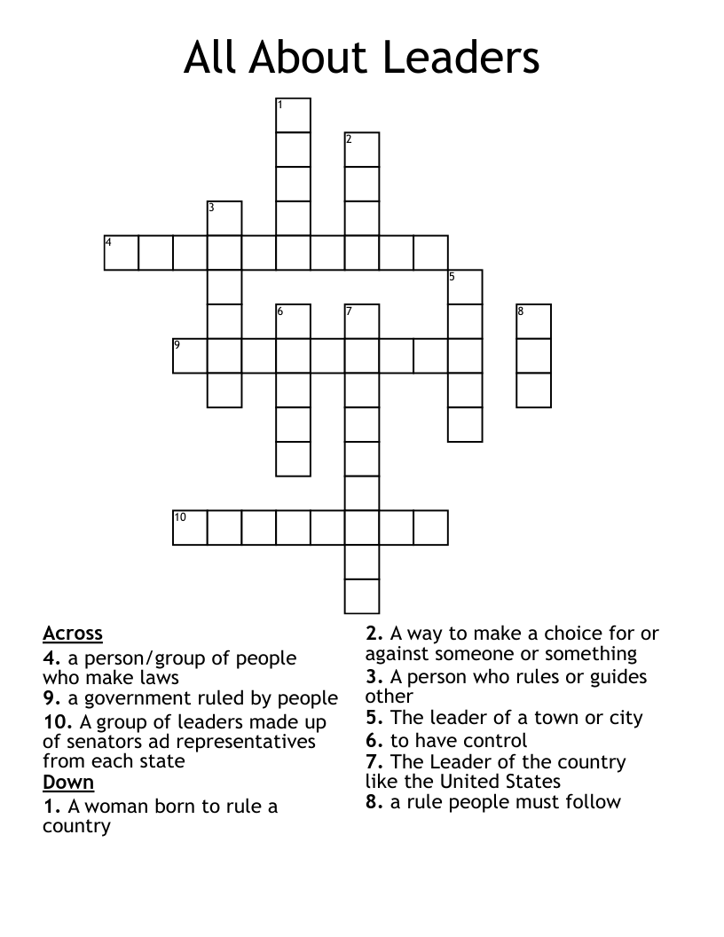 All About Leaders Crossword