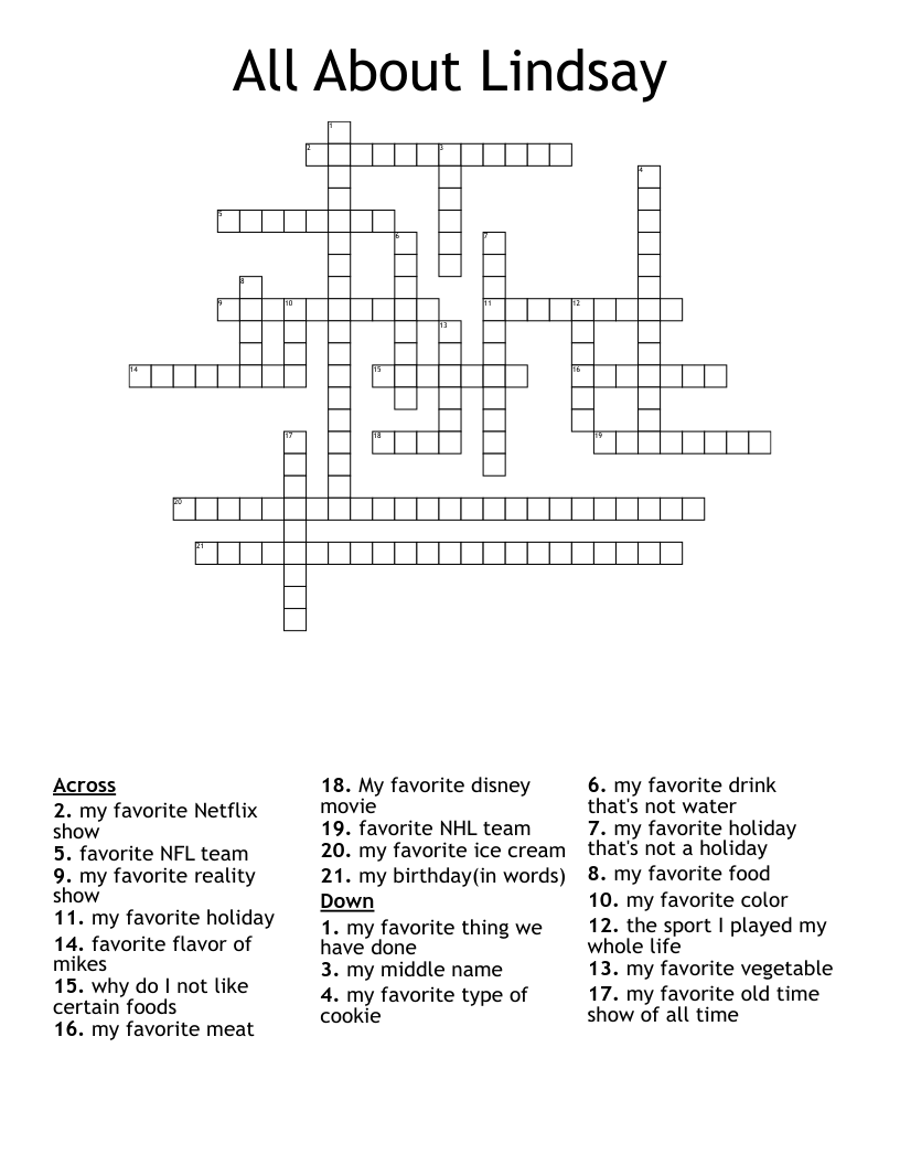 All About Lindsay Crossword