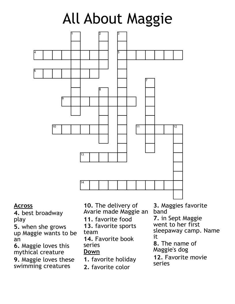 All About Maggie Crossword
