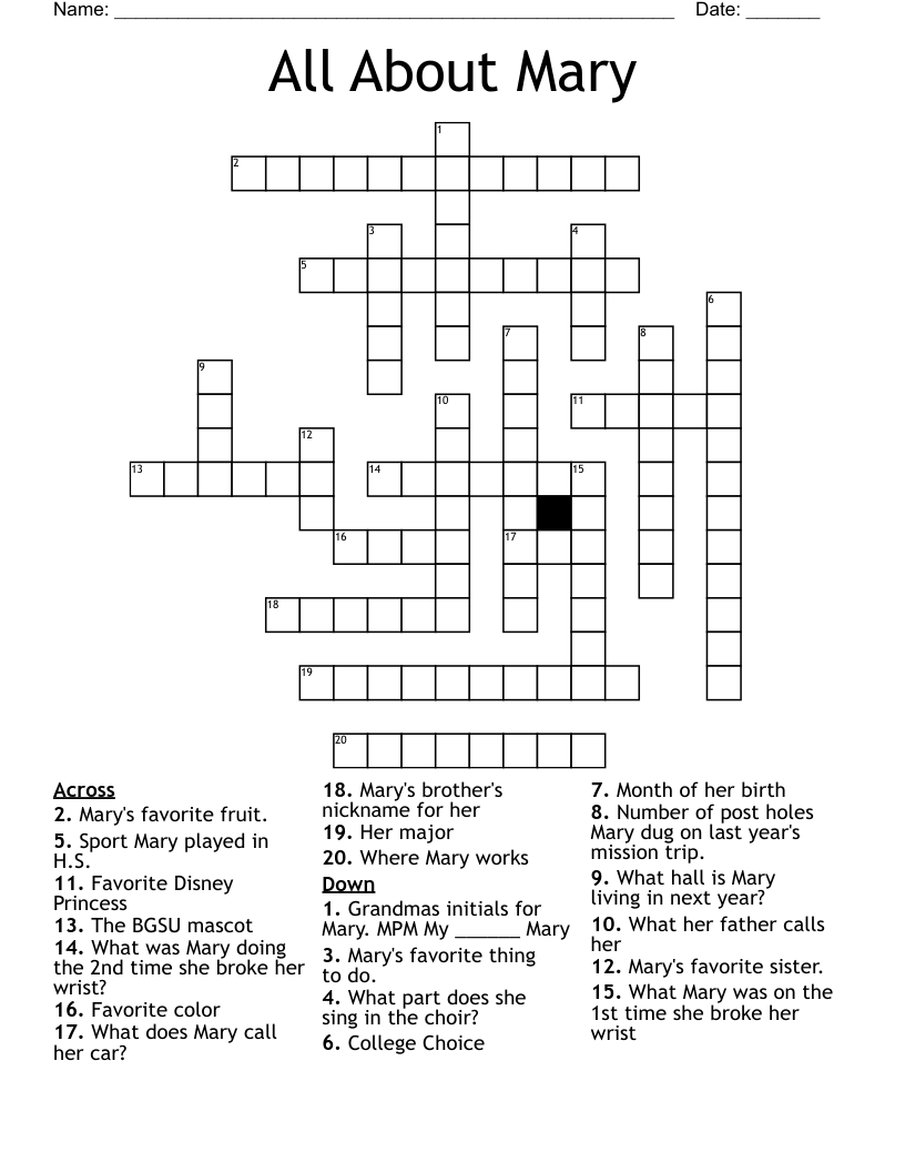 All About Mary Crossword