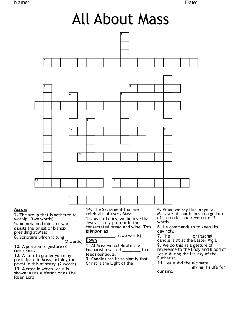 All About Mass Crossword