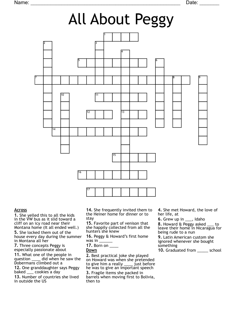 All About Peggy Crossword