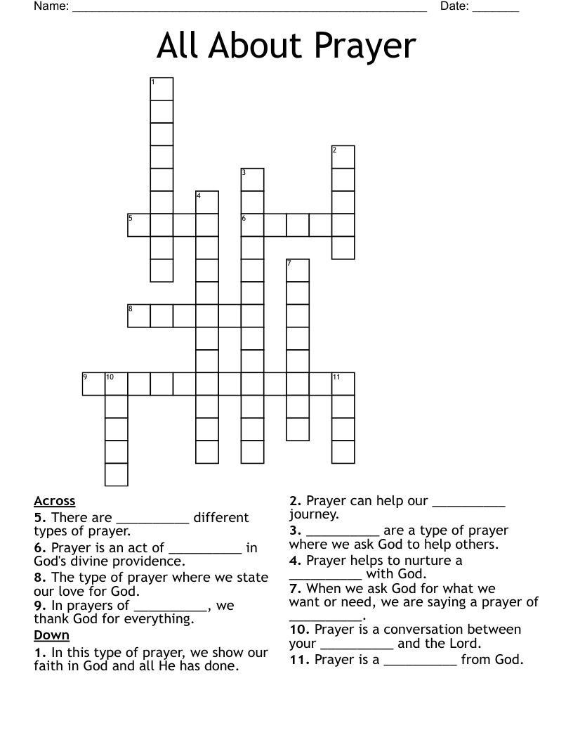 All About Prayer Crossword