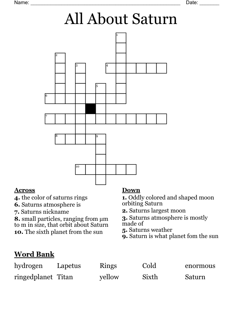 All About Saturn Crossword