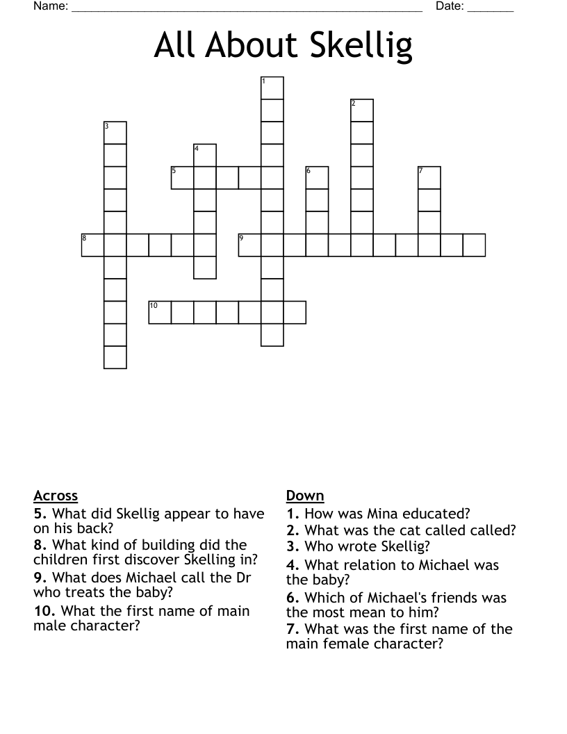 All About Skellig Crossword