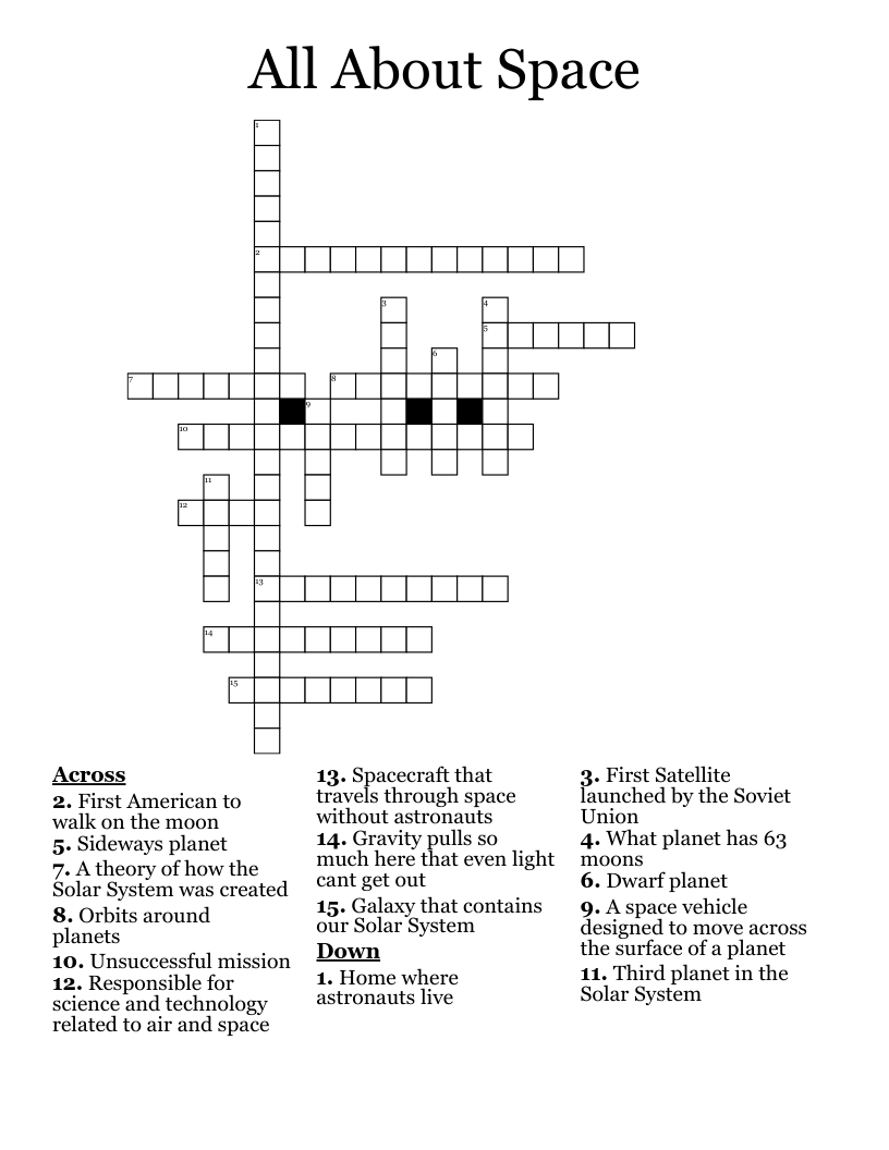All About Space  Crossword
