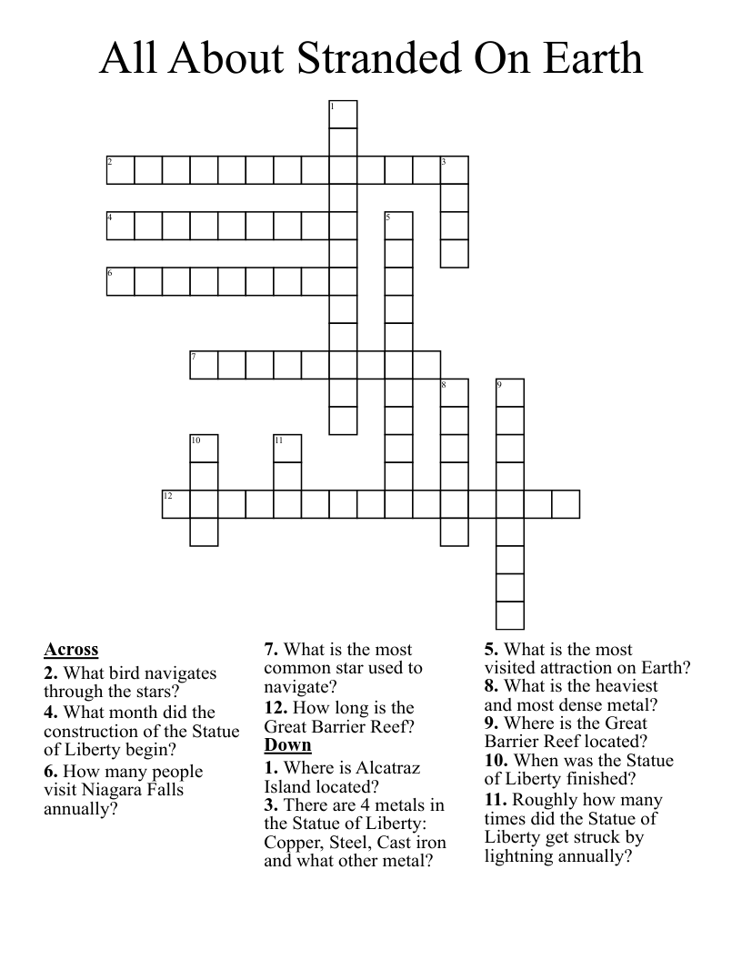All About Stranded On Earth Crossword