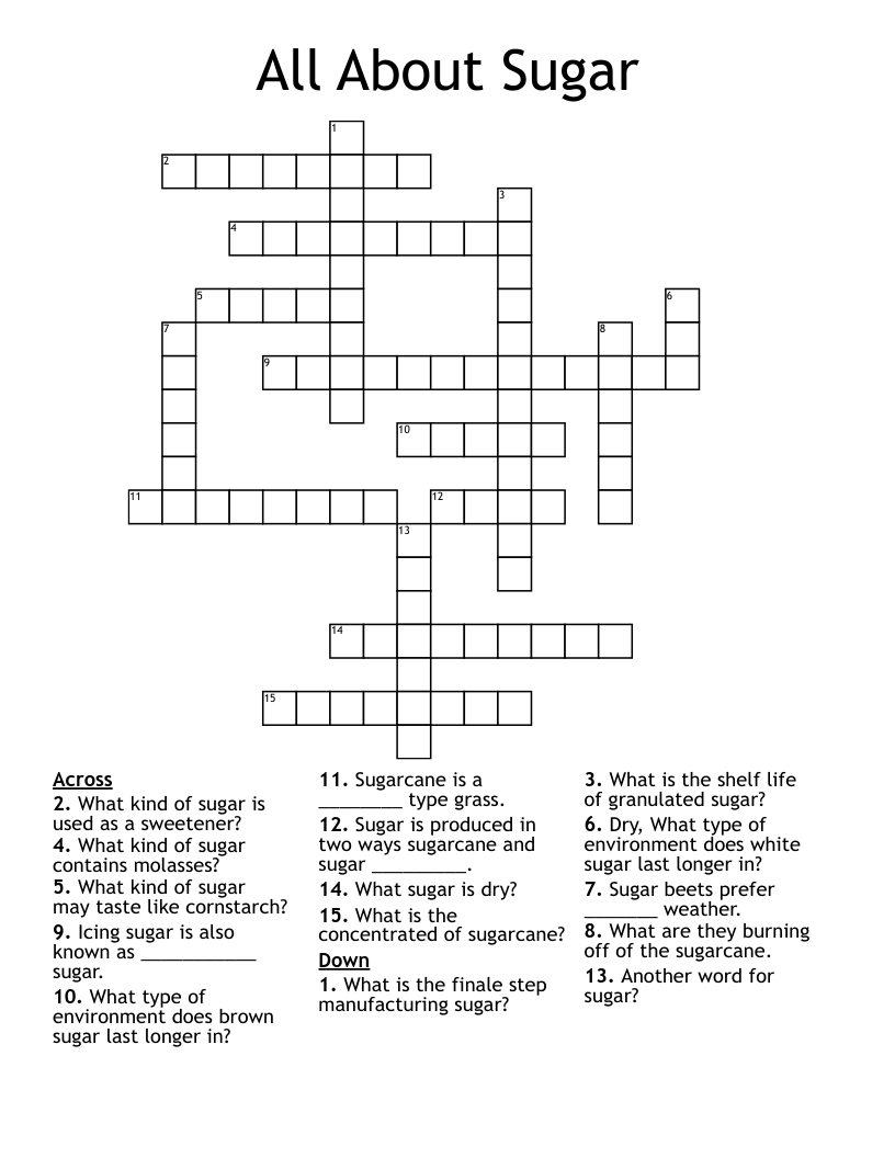 All About Sugar Crossword