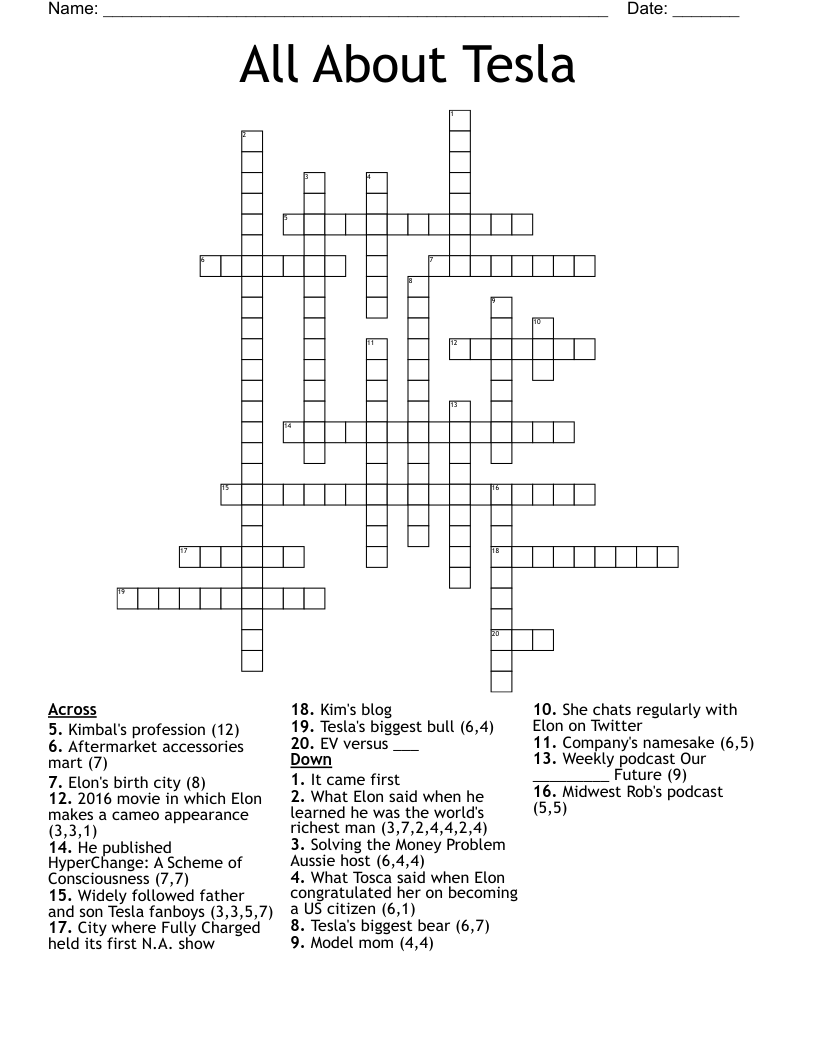 All About Tesla Crossword