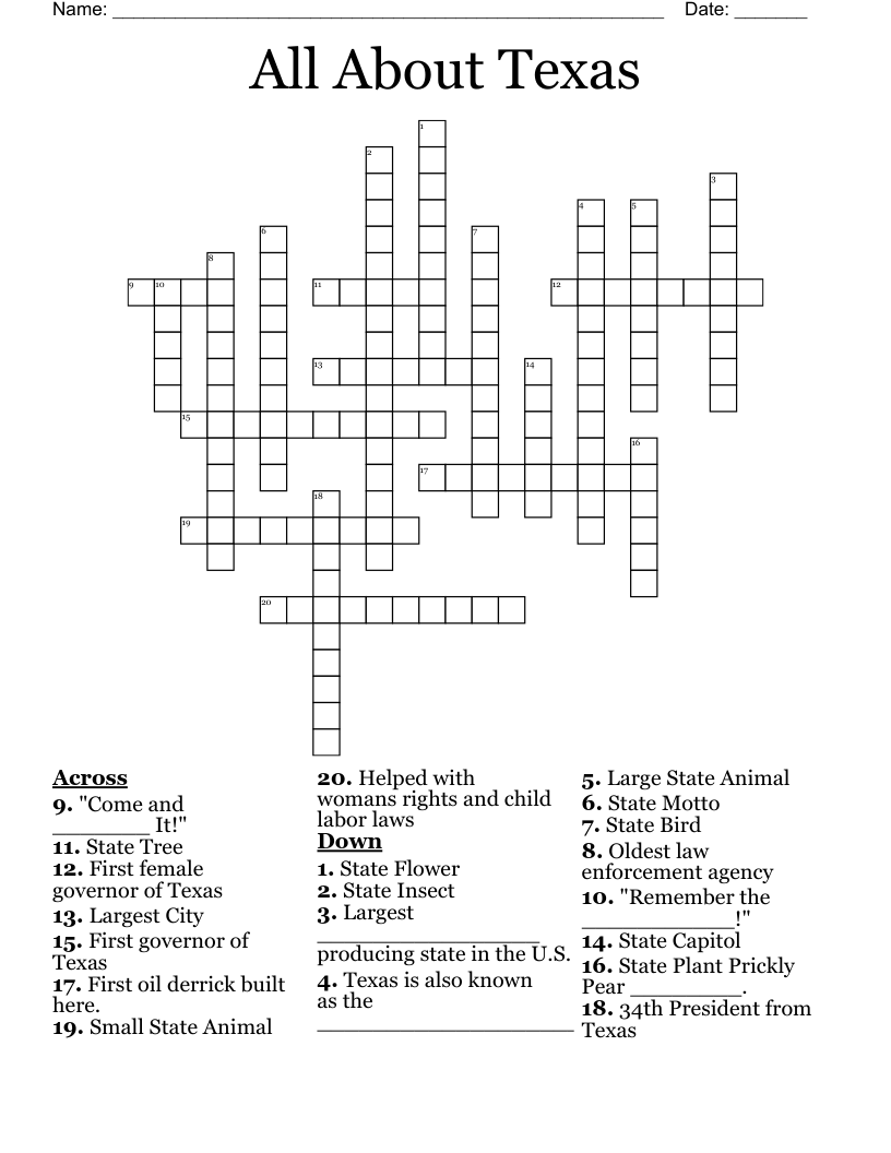 All About Texas Crossword