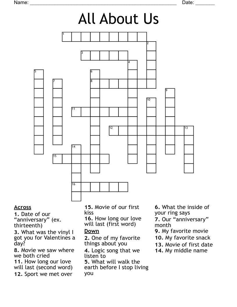 All About Us Crossword