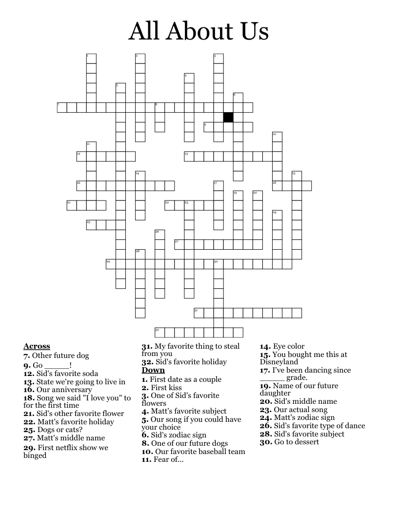 All About Us Crossword
