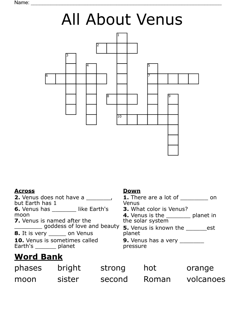 All About Venus Crossword