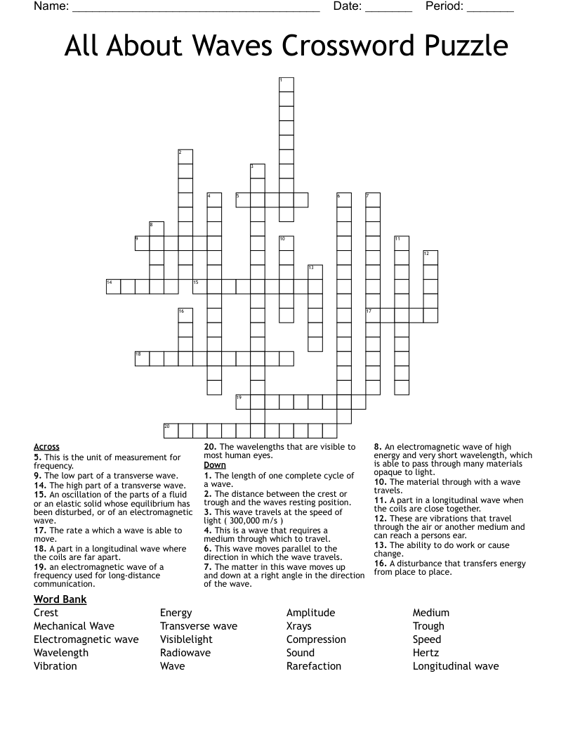 All About Waves Crossword Puzzle 