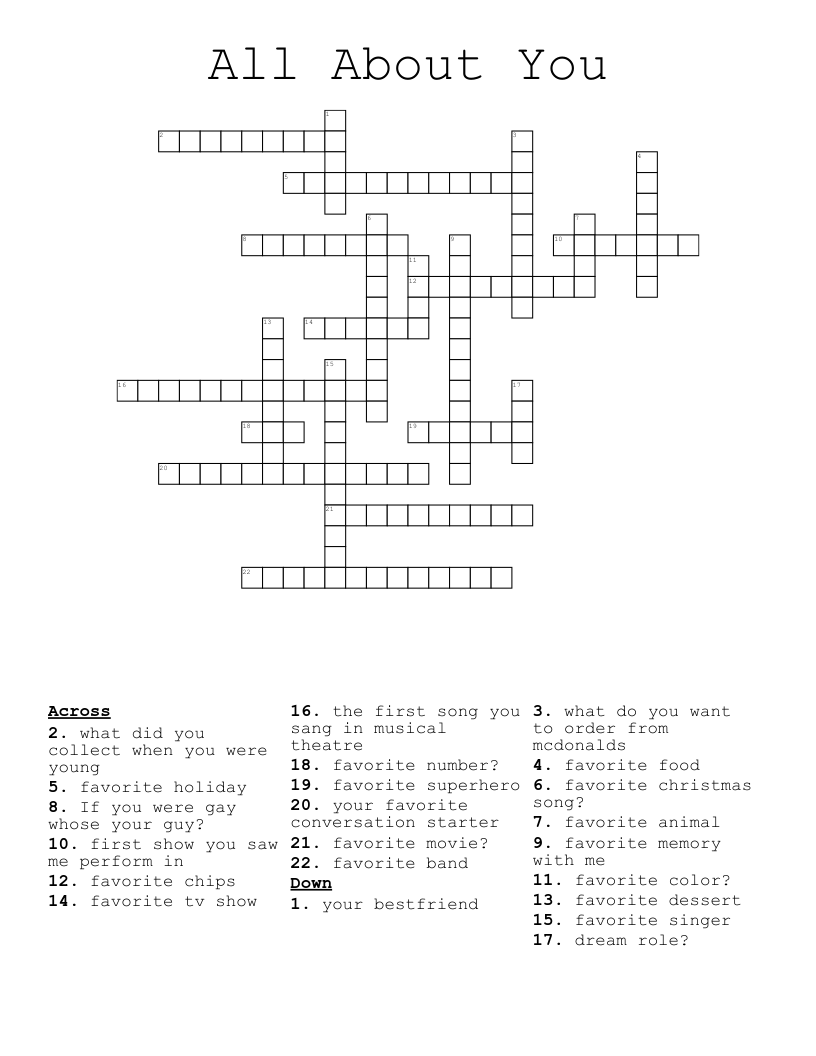 All About You Crossword