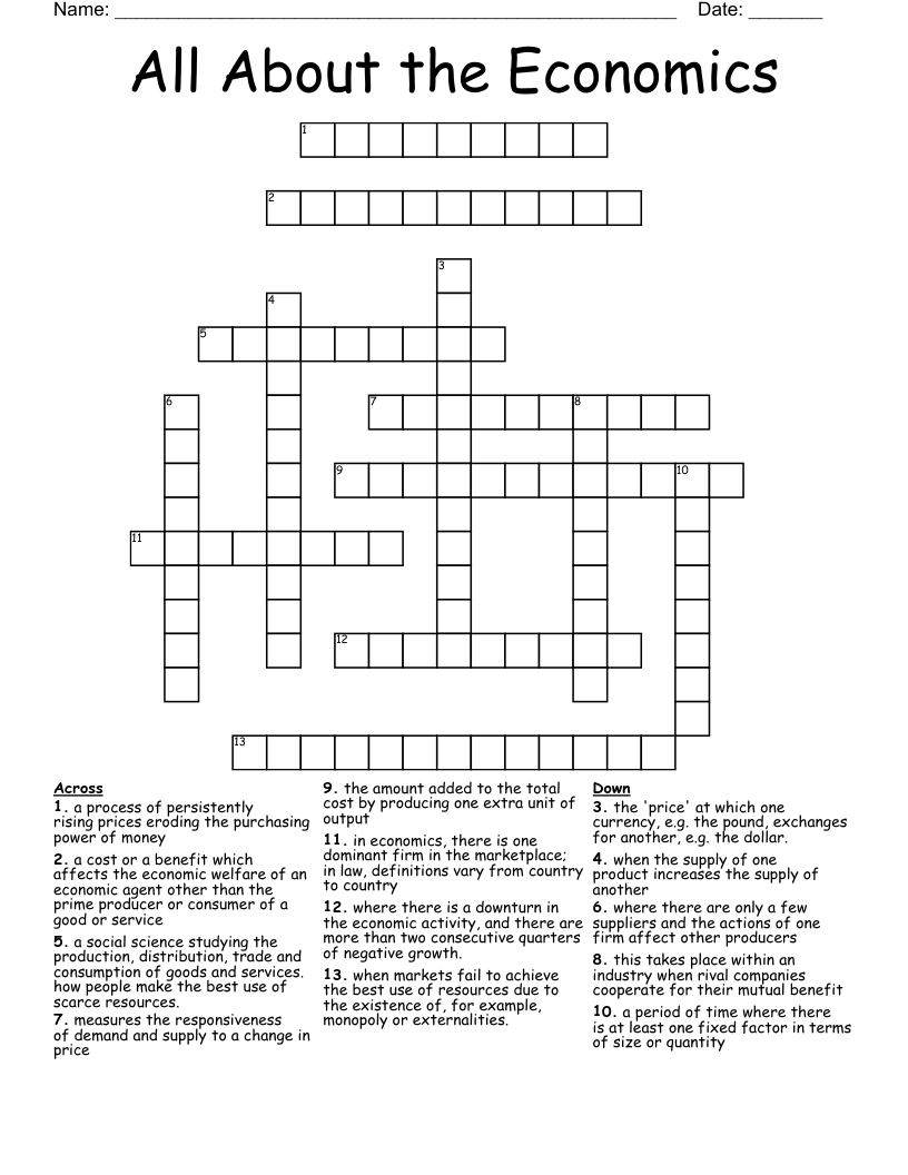 All About the Economics Crossword