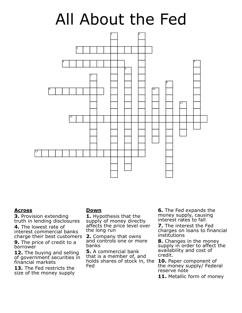 All About the Fed Crossword