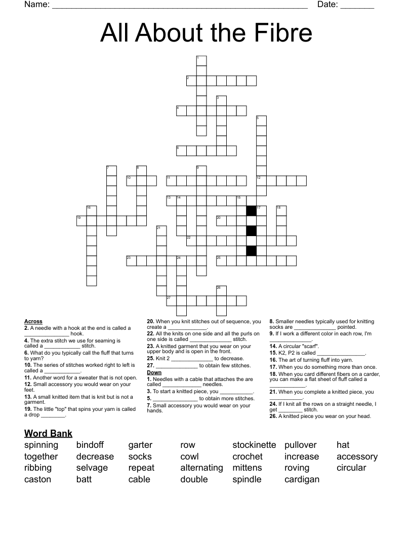 All About the Fibre Crossword