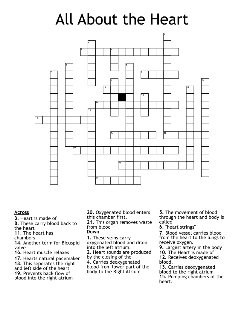 All About the Heart  Crossword