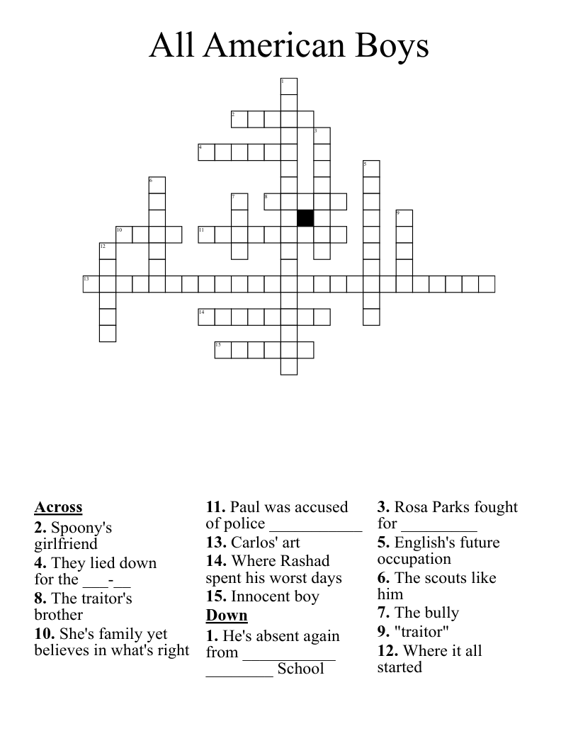 All American Boys Crossword